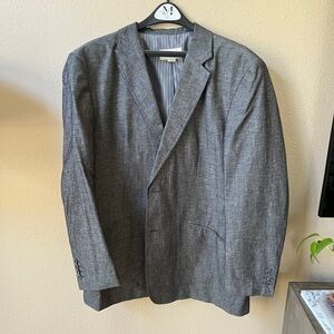 Blazer Pronto Uomo Textured Gray Silver Cotton Linen Sport Coat Jacket